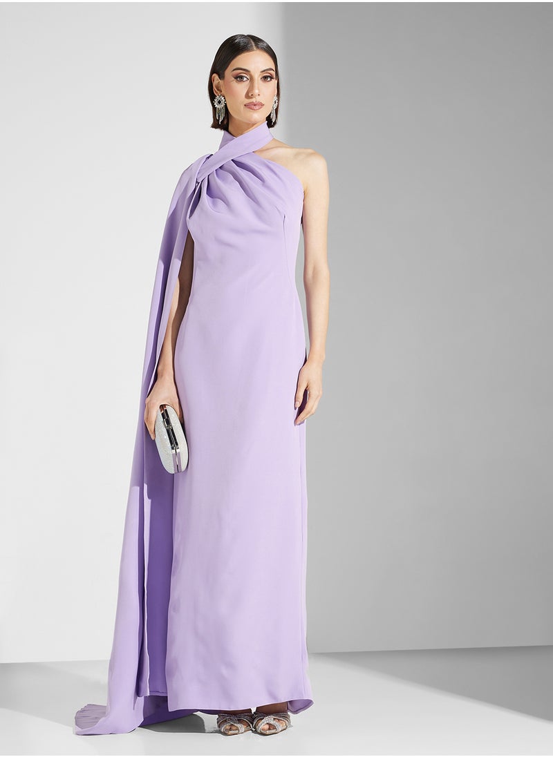 Namshi x - One Shoulder Dress With Sleeve Trail - Image 1