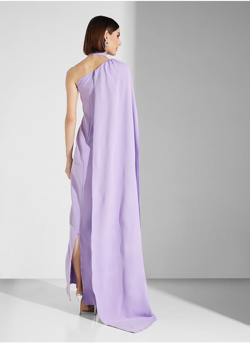 Namshi x - One Shoulder Dress With Sleeve Trail - Image 1