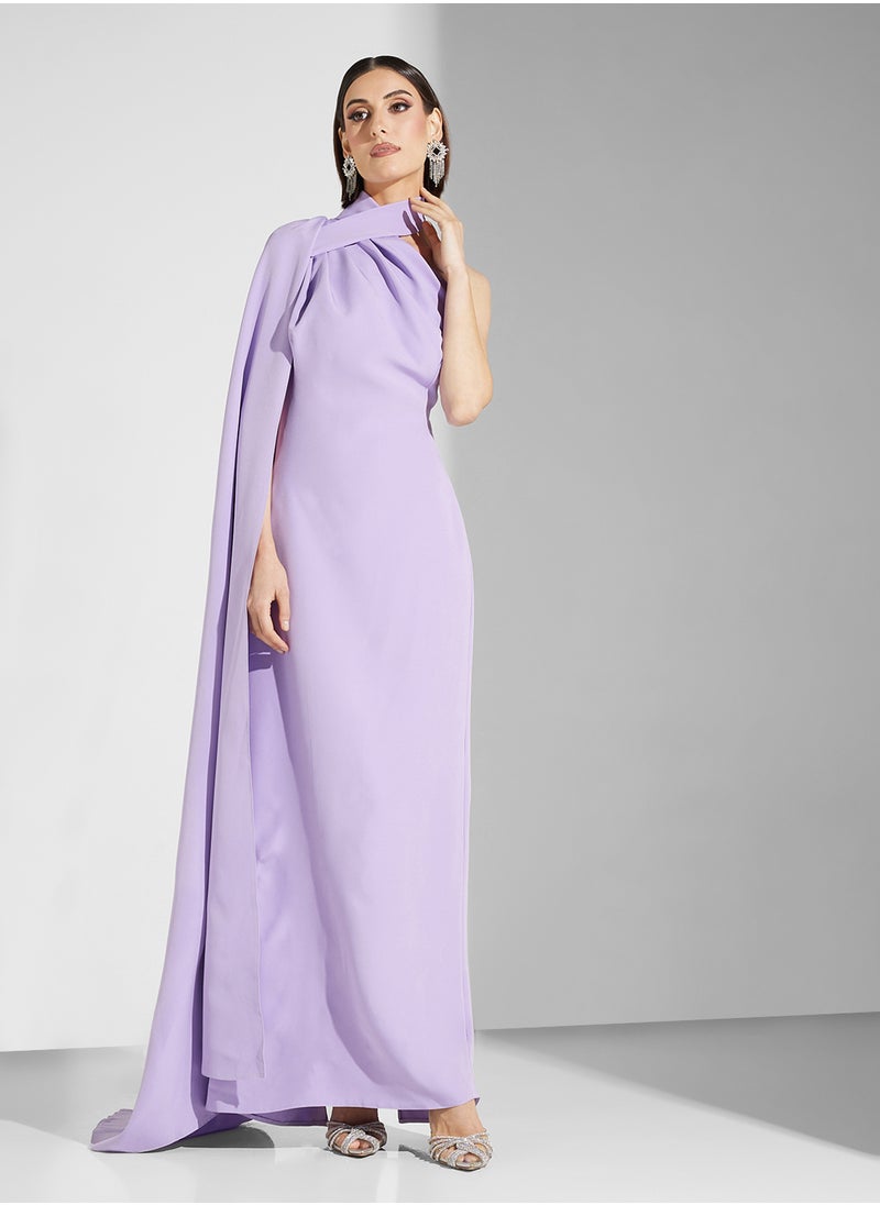 Namshi x - One Shoulder Dress With Sleeve Trail - Image 1