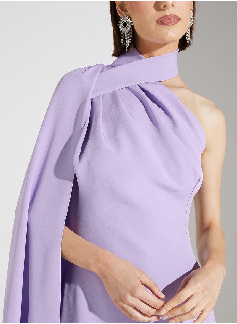 Namshi x - One Shoulder Dress With Sleeve Trail - Image 1