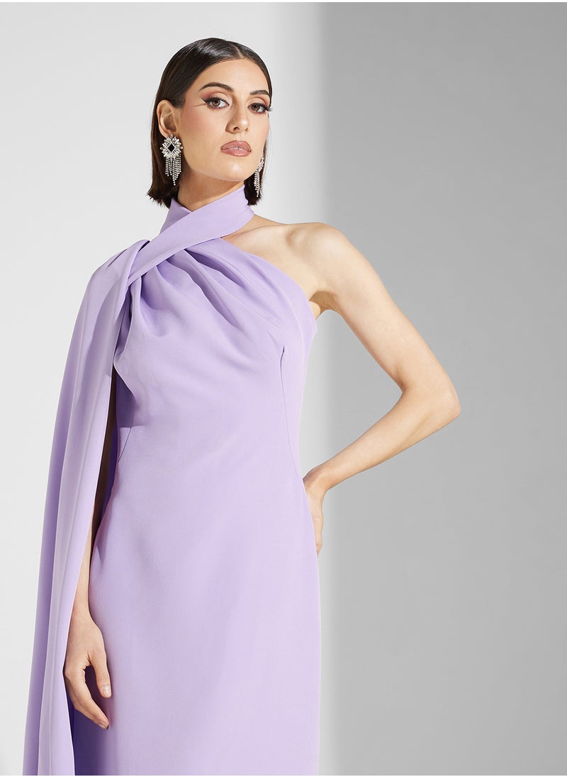 Namshi x - One Shoulder Dress With Sleeve Trail - Image 1
