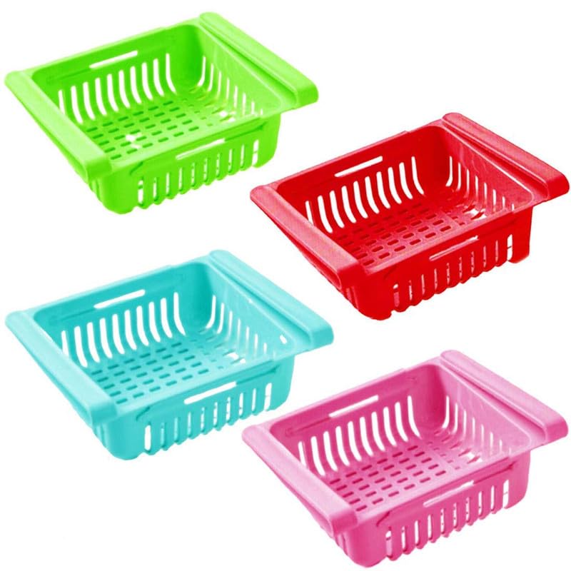 FABLOR FABLOR 4Piece Expandable Adjustable Fridge Organizer Rack Set with Sliding Drawers  - Image 1