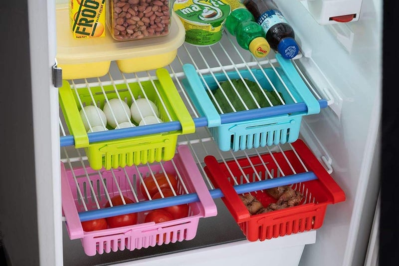 FABLOR FABLOR 4Piece Expandable Adjustable Fridge Organizer Rack Set with Sliding Drawers  - Image 3