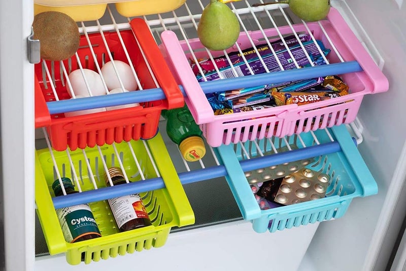 FABLOR FABLOR 4Piece Expandable Adjustable Fridge Organizer Rack Set with Sliding Drawers  - Image 2