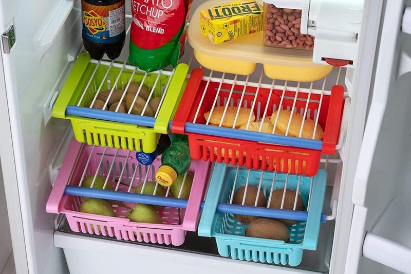 FABLOR FABLOR 4Piece Expandable Adjustable Fridge Organizer Rack Set with Sliding Drawers  - Image 4