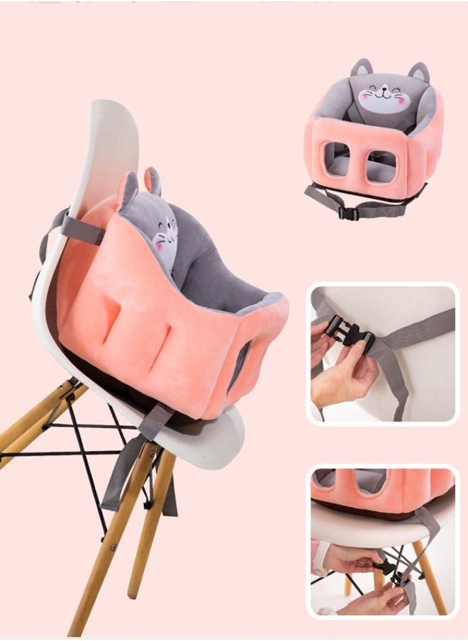 Arabest - Portable Child Seat, Multifunctional Lightweight, Soft, Breathable and Comfortable with Seat Belt (grey/pink) - Image 1