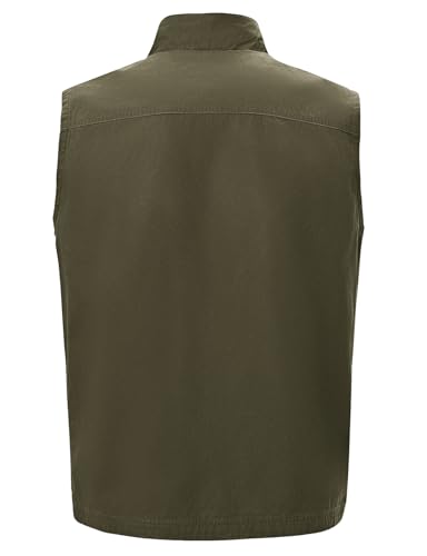 TBMPOY Men's Lightweight Vest Cotton Stylish Sleeveless Travel Casual Work Canvas Outerwear Utility Jacket Fishing Hiking Army Green L - Image 4