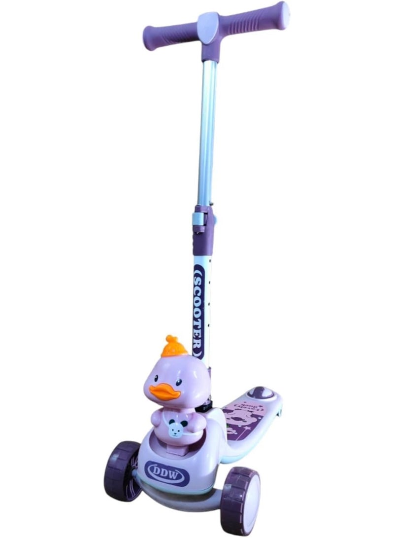 3-Wheel Kids Scooter - Foldable, Adjustable Height, Light-Up Wheels, 3D Front Toy, Tilt Steering, and Rear Brake - Suitable for ages 3-8