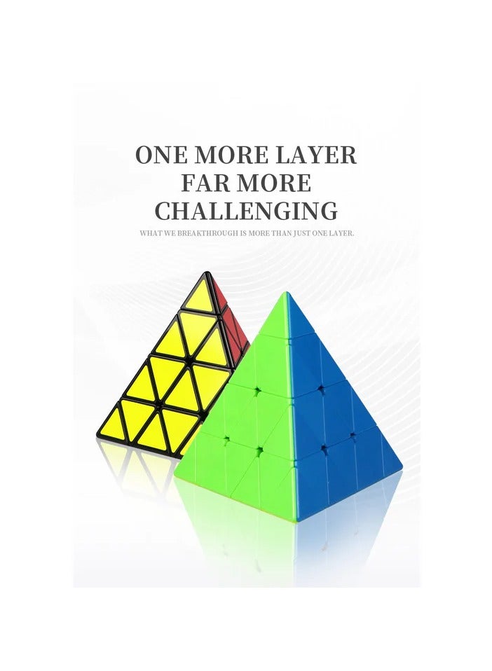 Qiyi Master Pyraminx Stickerless Speedcube 4x4 Pyramid Cube Irregular Twisty Puzzle, Screen free Brain Teaser Game, Mental Fitness, IQ Puzzle, Stress Relief, Travel Toy Gift for Kids Adults - Image 2
