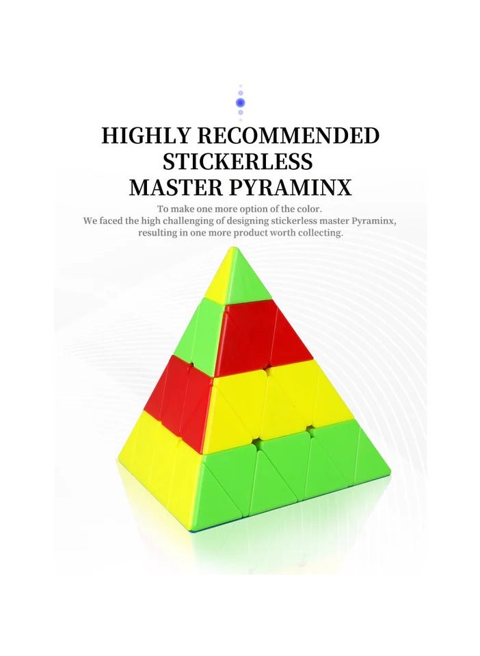 Qiyi Master Pyraminx Stickerless Speedcube 4x4 Pyramid Cube Irregular Twisty Puzzle, Screen free Brain Teaser Game, Mental Fitness, IQ Puzzle, Stress Relief, Travel Toy Gift for Kids Adults - Image 3