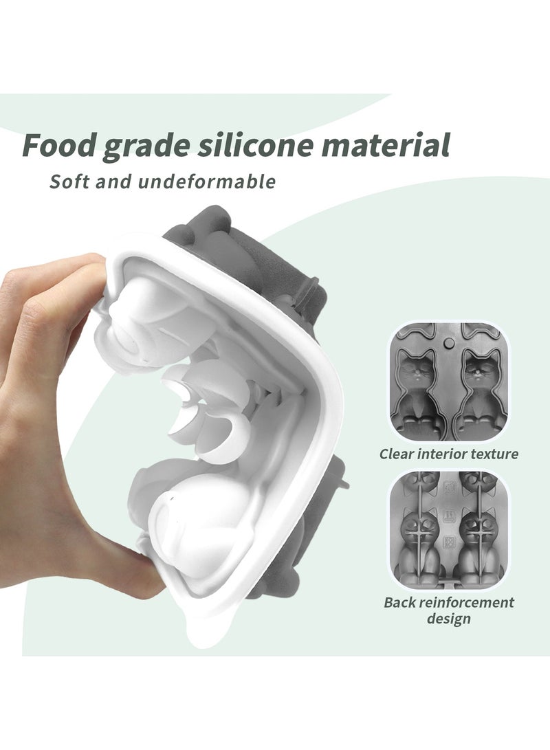 3D Cat Shaped Silicone Ice Cube Mold - Makes 4 Cat-Shaped Ice Cubes, Chocolates, and Biscuits - Perfect for Parties and Creative Desserts - Image 3