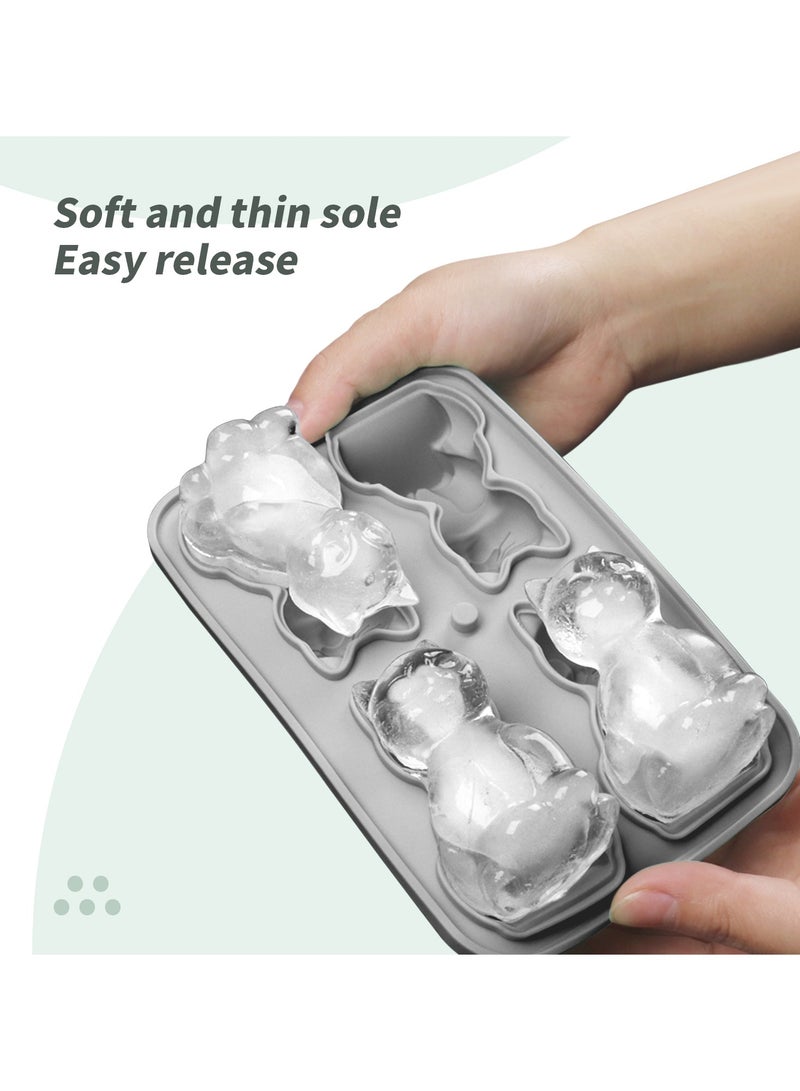 3D Cat Shaped Silicone Ice Cube Mold - Makes 4 Cat-Shaped Ice Cubes, Chocolates, and Biscuits - Perfect for Parties and Creative Desserts - Image 4
