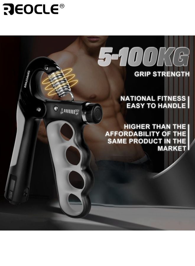 REOCLE Hand Grip Strengthener Adjustable 5.0-100.0KG Resistance Heavy-Duty Spring Finger Stretcher Ergonomic Design Training Equipment ldeal for Muscle Building and Recovery - Image 1