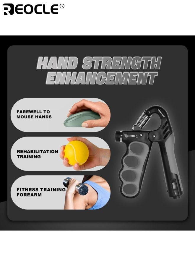 REOCLE Hand Grip Strengthener Adjustable 5.0-100.0KG Resistance Heavy-Duty Spring Finger Stretcher Ergonomic Design Training Equipment ldeal for Muscle Building and Recovery - Image 2