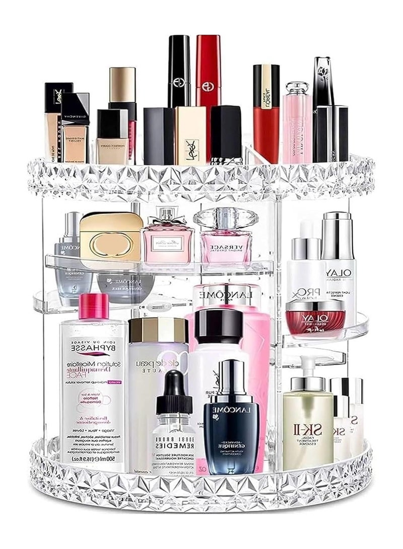 360 Rotating Makeup Organizer Adjustable Cosmetic Storage Display Case Large Capacity Cosmetic Shelf Acrylic Clear - Image 1