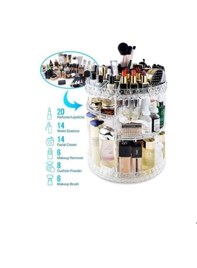 360 Rotating Makeup Organizer Adjustable Cosmetic Storage Display Case Large Capacity Cosmetic Shelf Acrylic Clear - Image 2