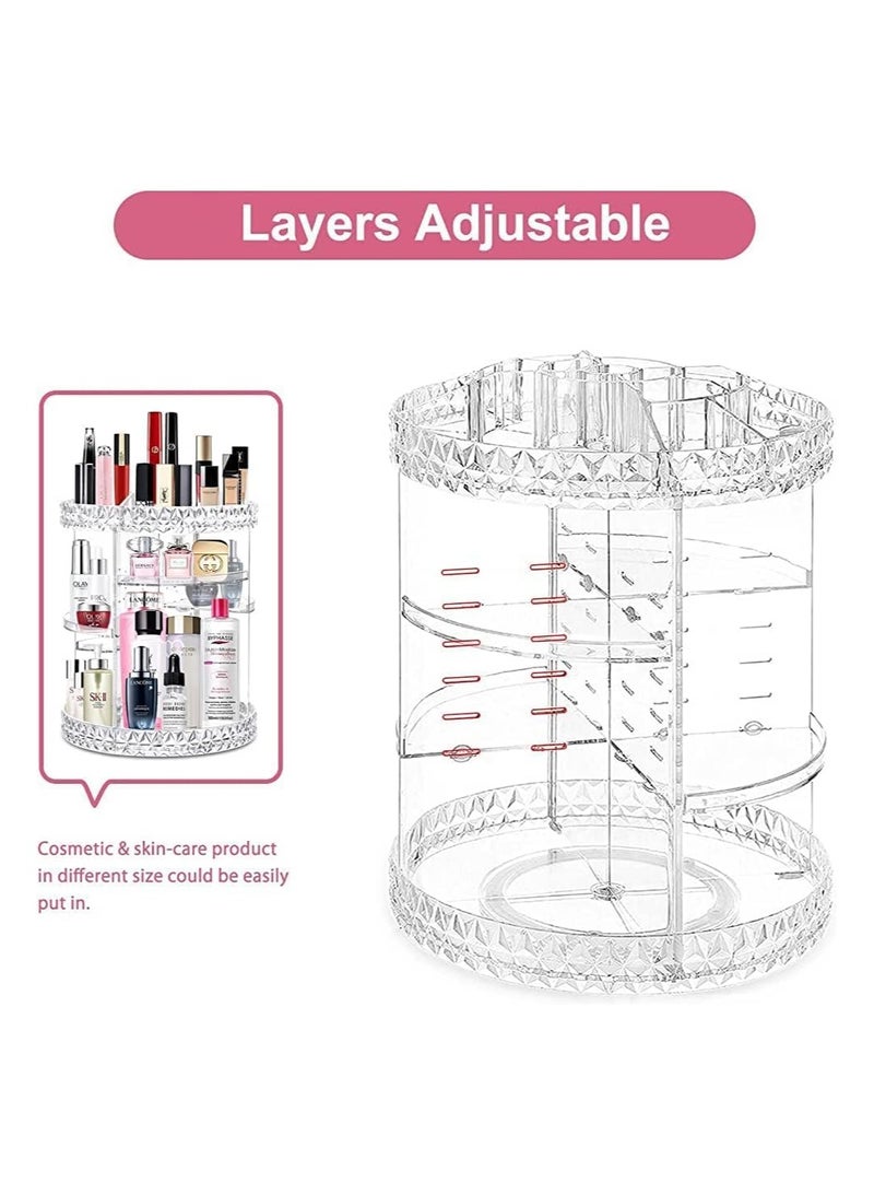 360 Rotating Makeup Organizer Adjustable Cosmetic Storage Display Case Large Capacity Cosmetic Shelf Acrylic Clear - Image 3