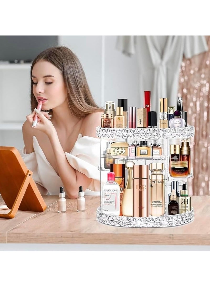 360 Rotating Makeup Organizer Adjustable Cosmetic Storage Display Case Large Capacity Cosmetic Shelf Acrylic Clear - Image 4
