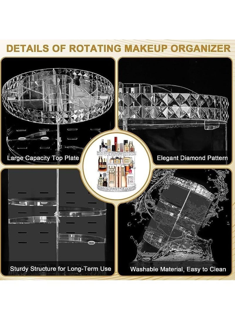 360 Rotating Makeup Organizer Adjustable Cosmetic Storage Display Case Large Capacity Cosmetic Shelf Acrylic Clear - Image 5