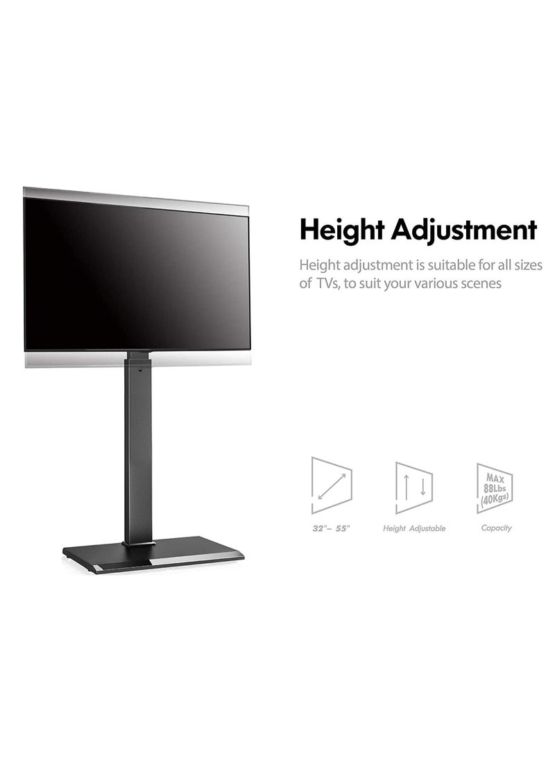 FITUEYES - FITUEYES Iron Base Swivel Floor TV Stand with Bracket Mount Space Saving for TVs Up to 55” LCD LED OLED Plasma Flat Panel or Curved Screen Height Adjustable - Image 1