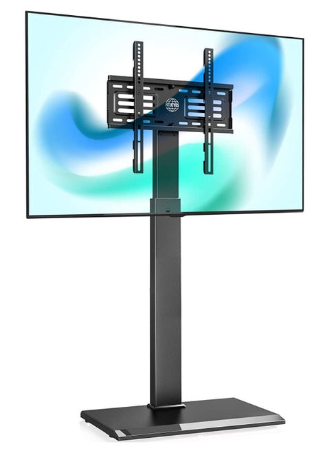 FITUEYES Iron Base Swivel Floor TV Stand with Bracket Mount Space Saving for TVs Up to 55” LCD LED OLED Plasma Flat Panel or Curved Screen Height Adjustable