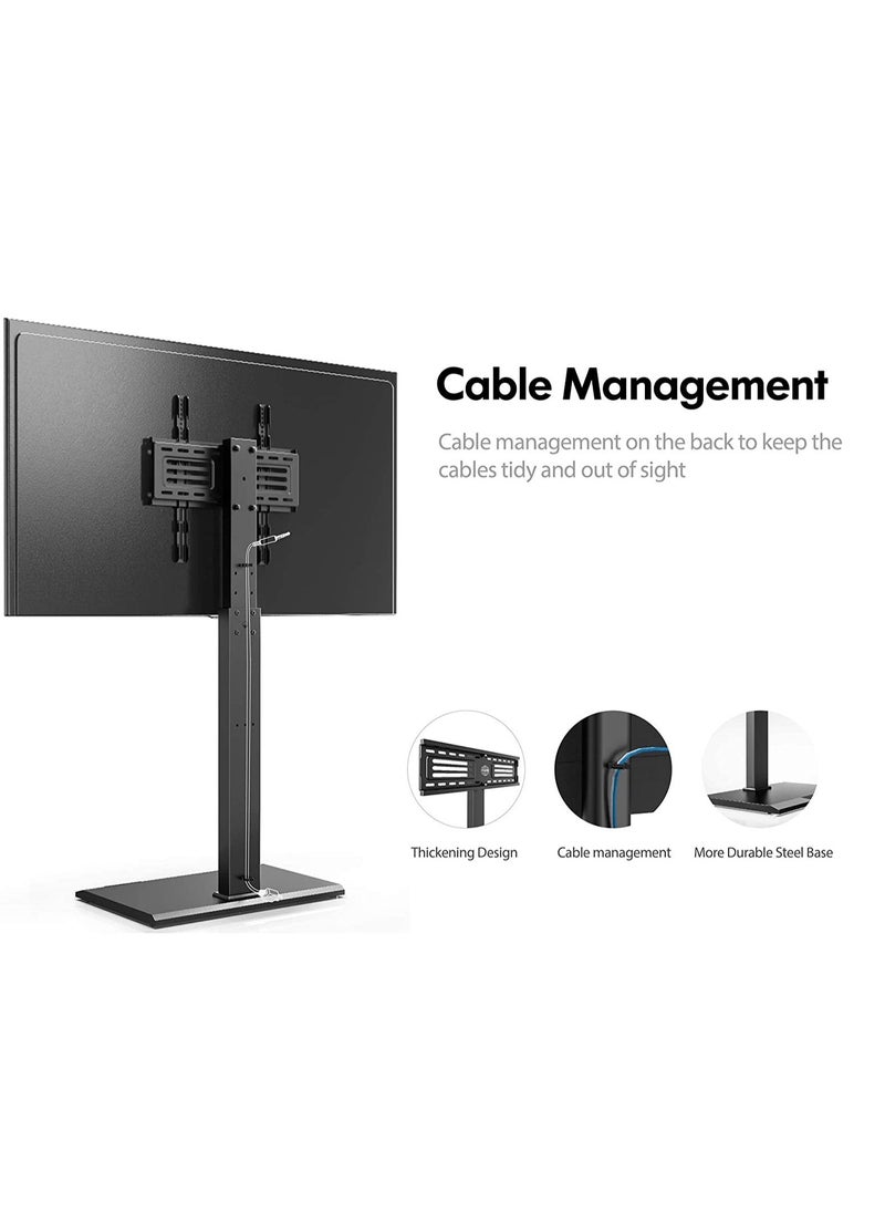 FITUEYES - FITUEYES Iron Base Swivel Floor TV Stand with Bracket Mount Space Saving for TVs Up to 55” LCD LED OLED Plasma Flat Panel or Curved Screen Height Adjustable - Image 1
