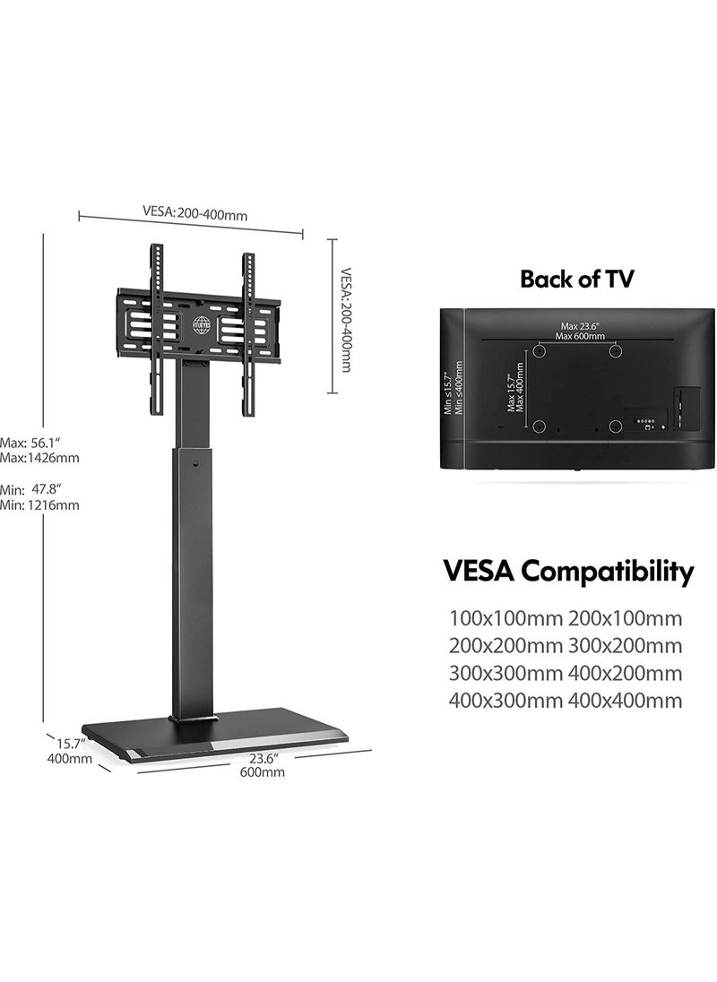 FITUEYES - FITUEYES Iron Base Swivel Floor TV Stand with Bracket Mount Space Saving for TVs Up to 55” LCD LED OLED Plasma Flat Panel or Curved Screen Height Adjustable - Image 1