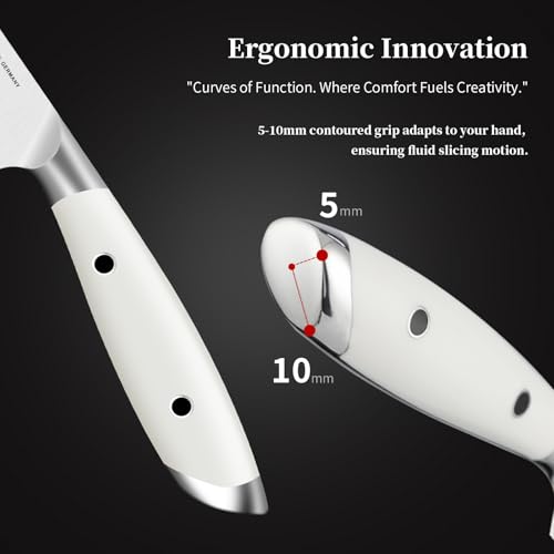 IGNITED CUTLERY 5 inch Paring Knife, German 1.4116 Stainless Steel Fruit Vegetable Peeling Knives, Ivory White Handle, Razor Sharp Small Kitchen Knife with Gift Box - Image 5