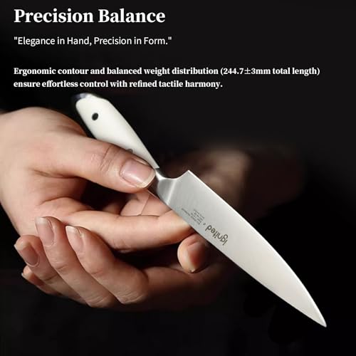IGNITED CUTLERY 5 inch Paring Knife, German 1.4116 Stainless Steel Fruit Vegetable Peeling Knives, Ivory White Handle, Razor Sharp Small Kitchen Knife with Gift Box - Image 4