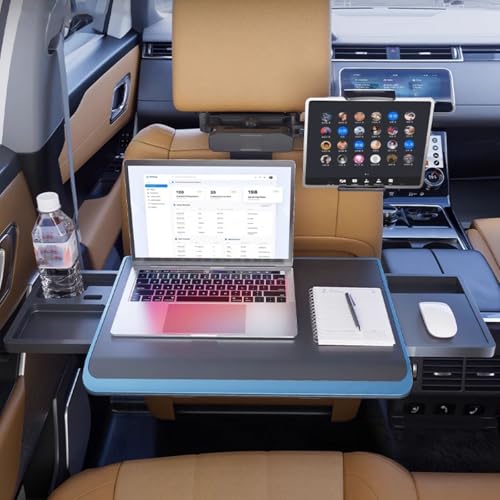 GQMYCDM Portable Car Seat Tray Table, Car Backseat Table, Adjustable Seat Back Laptop Desk, Foldable Telescopic Auto Backseat Food Trays Desk, for Working, Writing, Eating, Traveling - Image 1