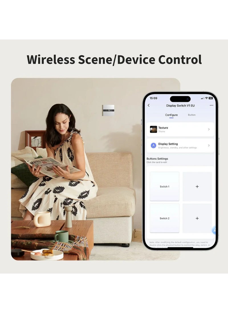 Aqara - Aqara Display Switch V1 EU (4 Gang 2 Channel with Neutral), Smart Switch with LCD Display Screen, Supports Apple Home, Alexa and Google Home, SmartThings via Matter Bridge, Requires Aqara Zigbee Hub - Image 1