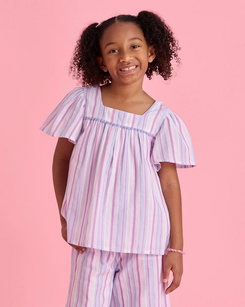 Redtag Girls Lilac Striped Blouse