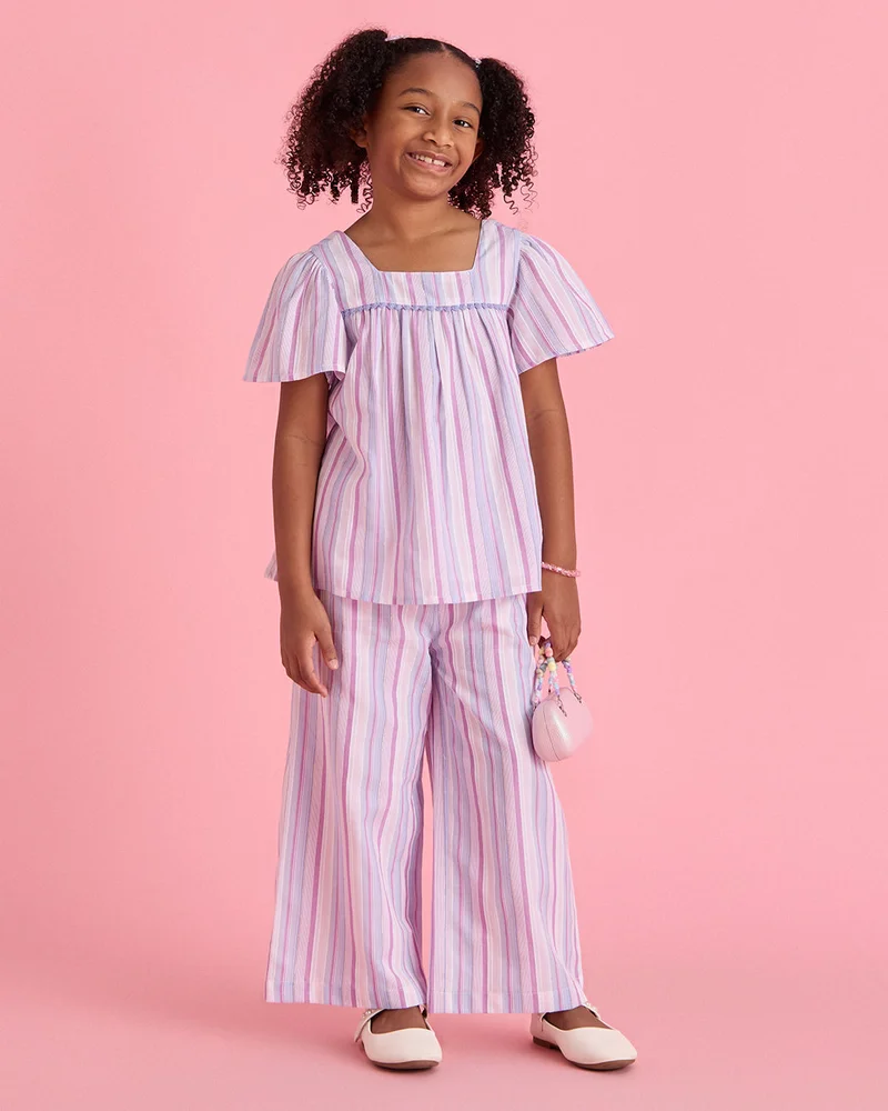 Redtag Girls Lilac Striped Blouse