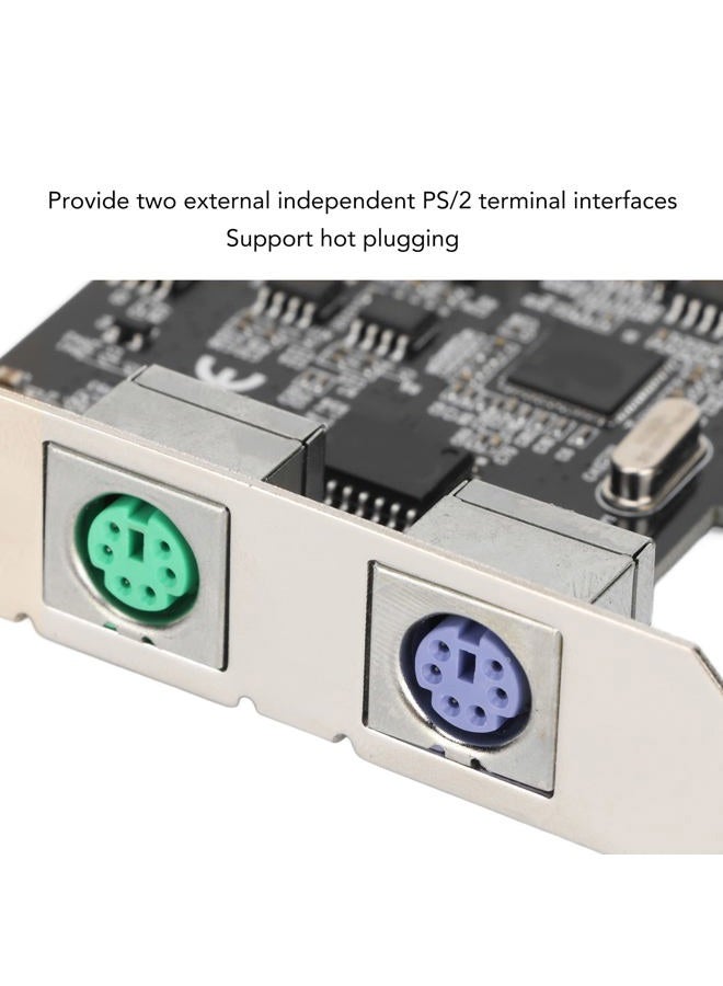 PUSOKEI بطاقة توسيع PCIE PS2، بطاقة توسيع PCI Express إلى منفذ PS/2 مزدوج، بطاقة توسيع منفذ لوحة المفاتيح والفأرة PS/2 بدون منفذ USB، واجهة طاقة SATA، لنظام ويندوز - Image 2