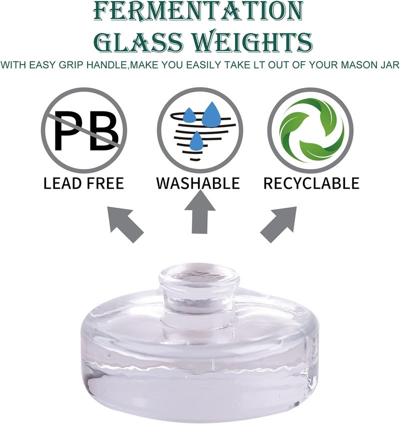 eleganttime 4-Pack Easy Grip Handle Glass Fermentation Weights for Wide Mouth Mason Jars, Clear, 7 OZ Each, Canning, Jar, Fermenting, Pickling, Sourkrout, Kraut Weight, Gift Box - Image 2