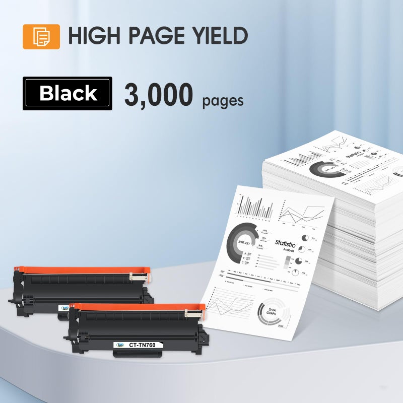 Cool Toner TN760 Toner for Brother Printer TN730: Compatible for Brother TN 760 TN-760 730 MFC-L2710DW DCP-L2550DW HL-L2395DW MFC-L2750DW TN-730/TN-760 TN-730 HL-L2350DW HL-L2370DW HL-L2390DW Black Cartridge - Image 3