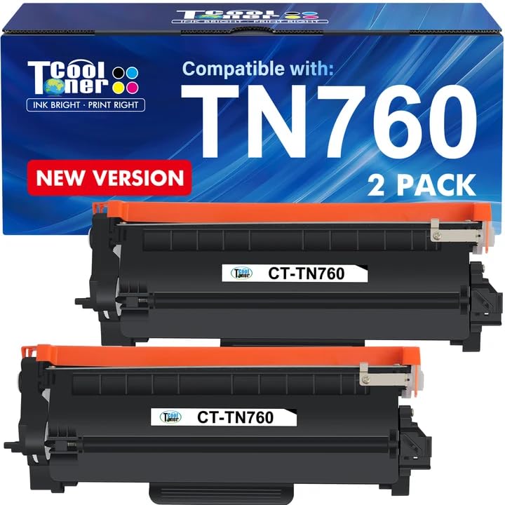 Cool Toner TN760 Toner for Brother Printer TN730: Compatible for Brother TN 760 TN-760 730 MFC-L2710DW DCP-L2550DW HL-L2395DW MFC-L2750DW TN-730/TN-760 TN-730 HL-L2350DW HL-L2370DW HL-L2390DW Black Cartridge - Image 1