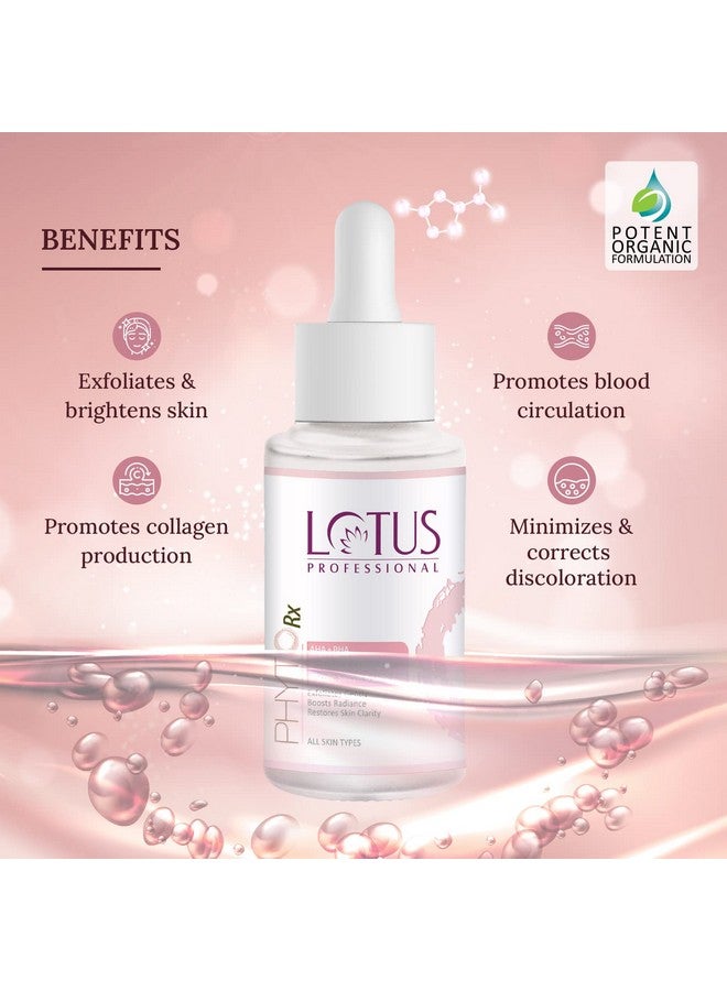 Lotus Professional Phytorx Aha+Bha Booster Serum With Glycolic Acid Salicylic Acid & Lactic Acid Gentle Exfoliator Clarifies Skin 30Ml  - Image 3