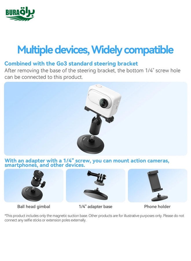 BURAQ - TELESIN Magnetic Base With 1/4 Inch Interface for DJI Pocket 3 / Insta360 Camera & Smart Phones Without Suction Cup Base - Image 1