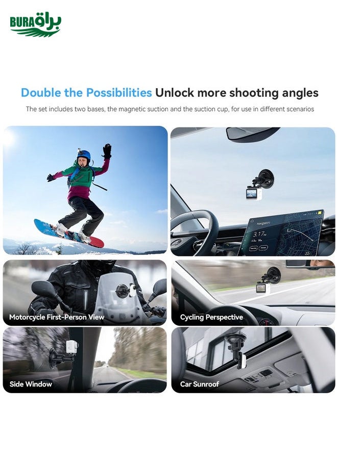 BURAQ - TELESIN Magnetic Base With 1/4 Inch Interface for DJI Pocket 3 / Insta360 Camera & Smart Phones Without Suction Cup Base - Image 1