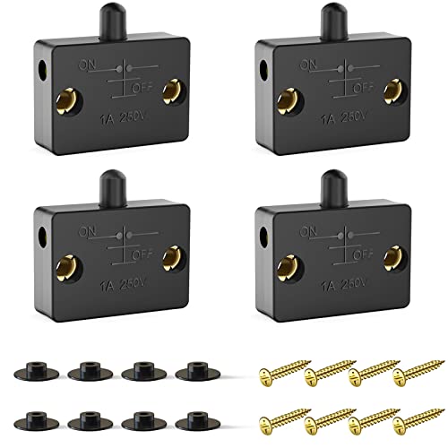 TAKHRWOD 4 pcs Cabinet Door Switch,Closet Light Switch ​for Wardrobe Applicable to 12V 24V 110V(Black) - Image 1