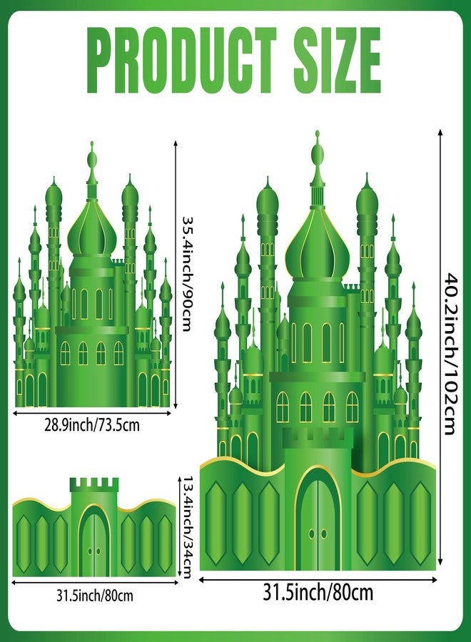 PANTIDE 3.3ft Large Emerald Green Castle Cardboard Cutout - Witch Green Castle Wizard Stand Up Party Decoration, Freestanding Photo Booth Prop Photography Backdrop for Halloween Birthday Gift - Image 2