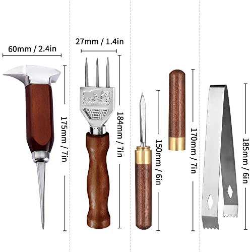 LINALL Ice Pick Set of 4 Stainless Steel Ice Chipper with Wood Handle, Japanese style Ice Crusher Ice Tong ideal for Bars, Bartender. Best Carving Tool (4PCS SET)… - Image 2
