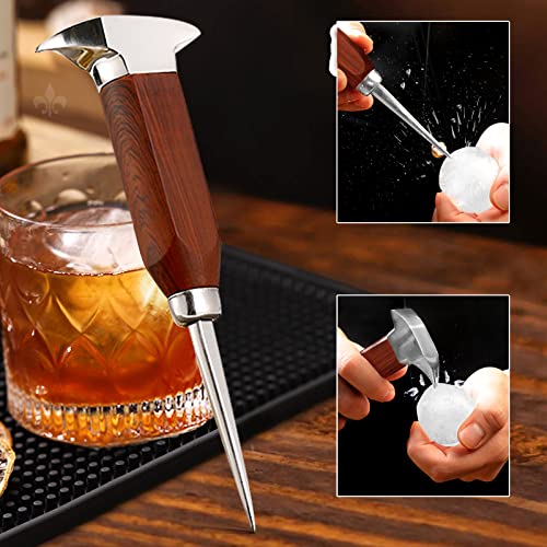 LINALL Ice Pick Set of 4 Stainless Steel Ice Chipper with Wood Handle, Japanese style Ice Crusher Ice Tong ideal for Bars, Bartender. Best Carving Tool (4PCS SET)… - Image 3
