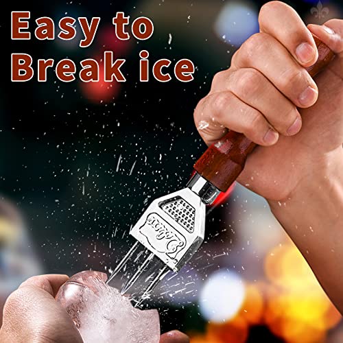 LINALL Ice Pick Set of 4 Stainless Steel Ice Chipper with Wood Handle, Japanese style Ice Crusher Ice Tong ideal for Bars, Bartender. Best Carving Tool (4PCS SET)… - Image 4