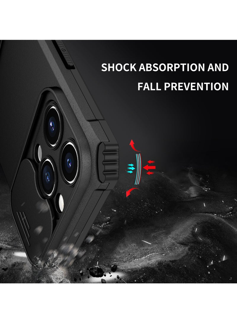 Iphone 14 Pro Max Black Mobile Phone Case Cover, Innovative Telescopic Bracket, Sliding Protection Camera Window, Bumper Shockproof Phone Back Cover  - Image 4