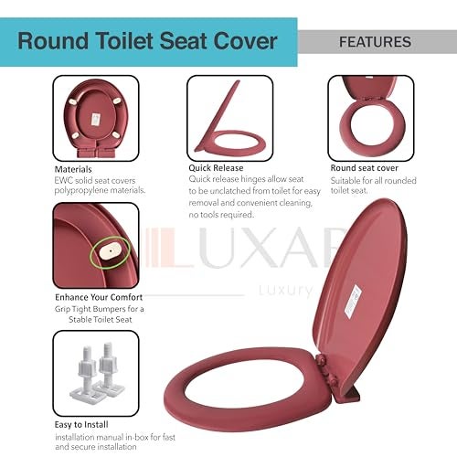 LUXART Toilet Seat Cover 17.9L x 14.5W Inc Indian Commode Oval Seat Cover With Round Edge | EWC Non Soft Close Commode Cover With Installation Kit | PP Western Toilet Cover For Bathroom Commercial Use - Image 4