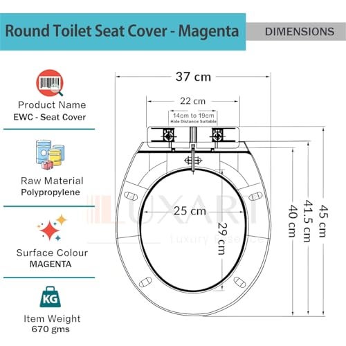 LUXART Toilet Seat Cover 17.9L x 14.5W Inc Indian Commode Oval Seat Cover With Round Edge | EWC Non Soft Close Commode Cover With Installation Kit | PP Western Toilet Cover For Bathroom Commercial Use - Image 3