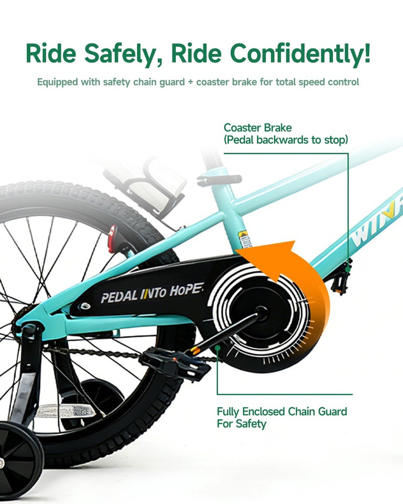 WinHope Kids Bike for Ages 2-9 Boys Girls, 12-18 Inch Beginner Learning Bicycle with Training Wheels, Adjustable Seat and Water Bottle for Children Toddlers, Easy to Ride, Multiple Colors - Image 2