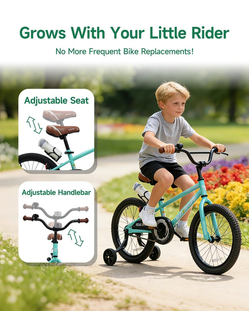 WinHope Kids Bike for Ages 2-9 Boys Girls, 12-18 Inch Beginner Learning Bicycle with Training Wheels, Adjustable Seat and Water Bottle for Children Toddlers, Easy to Ride, Multiple Colors - Image 3